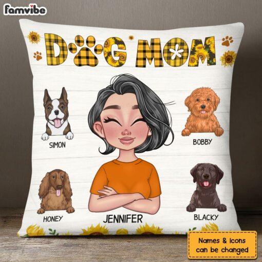 Personalized Gift For Dog Mom Sunflower Pillow