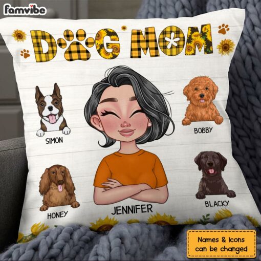 Personalized Gift For Dog Mom Sunflower Pillow