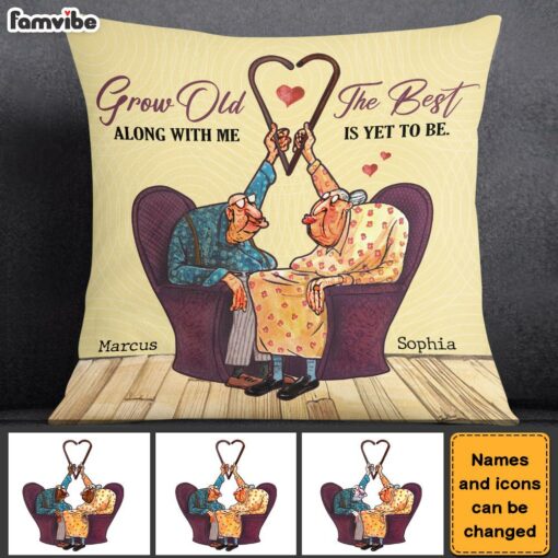 Personalized Gift For Elderly Couple Grow Old Along With Me Pillow