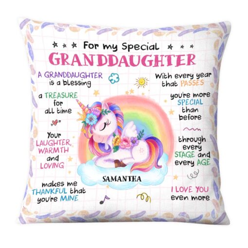 Personalized Gift For Extraodinary Granddaughter Unicorn Pillow