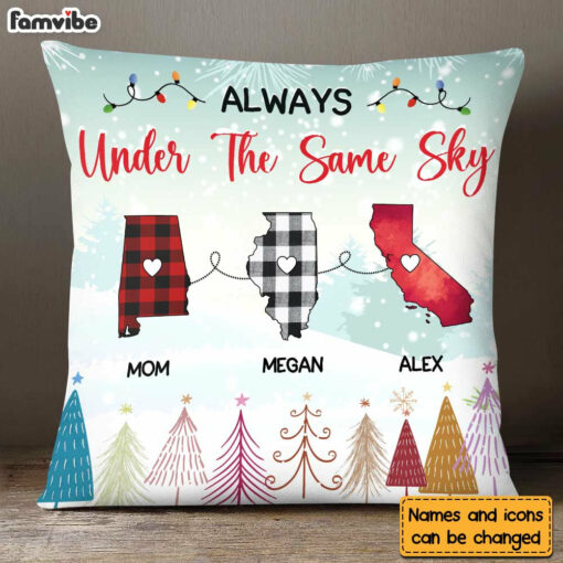 Personalized Gift For Family Long Distance Under The Same Sky Pillow