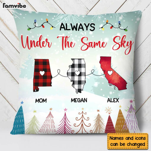 Personalized Gift For Family Long Distance Under The Same Sky Pillow