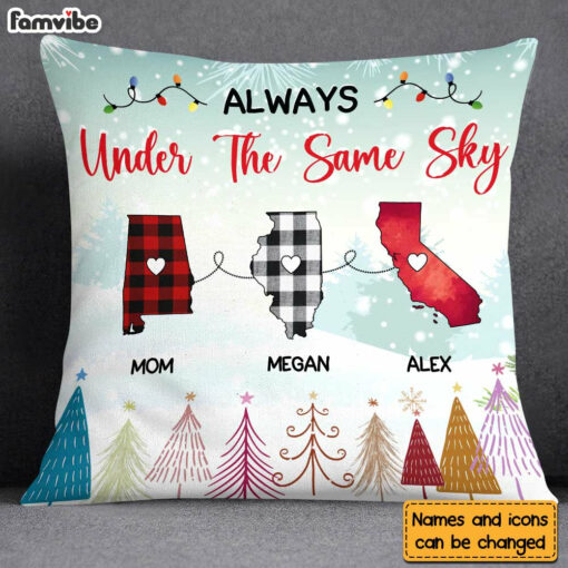 Personalized Gift For Family Long Distance Under The Same Sky Pillow