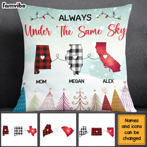 Personalized Gift For Family Long Distance Under The Same Sky Pillow