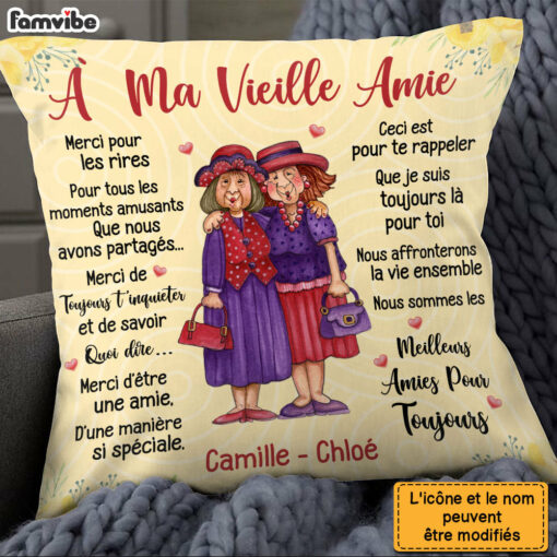 Personalized Gift For Friend A ma Vieille amie French Pillow