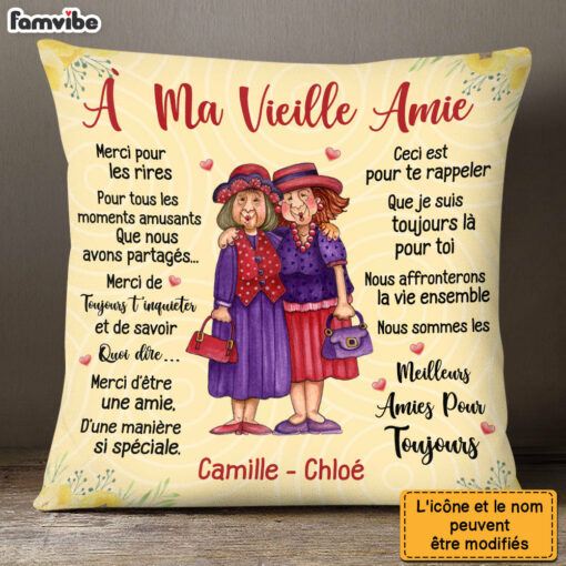 Personalized Gift For Friend A ma Vieille amie French Pillow