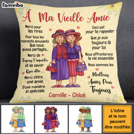 Personalized Gift For Friend A ma Vieille amie French Pillow