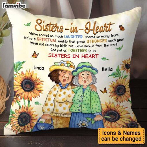 Personalized Gift For Friends Sister In Heart Pillow