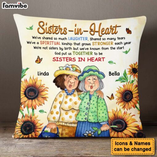 Personalized Gift For Friends Sister In Heart Pillow