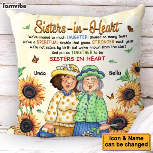 Personalized Gift For Friends Sister In Heart Pillow