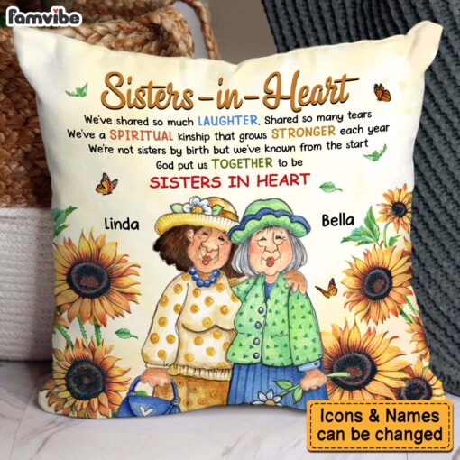 Personalized Gift For Friends Sister In Heart Pillow