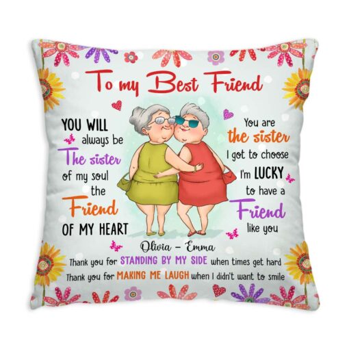 Personalized Gift For Friends Sister Of My Soul Friend Of My Heart Pillow