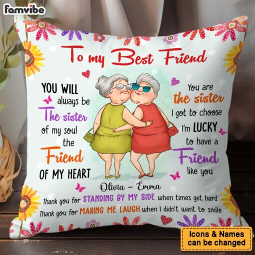 Personalized Gift For Friends Sister Of My Soul Friend Of My Heart Pillow