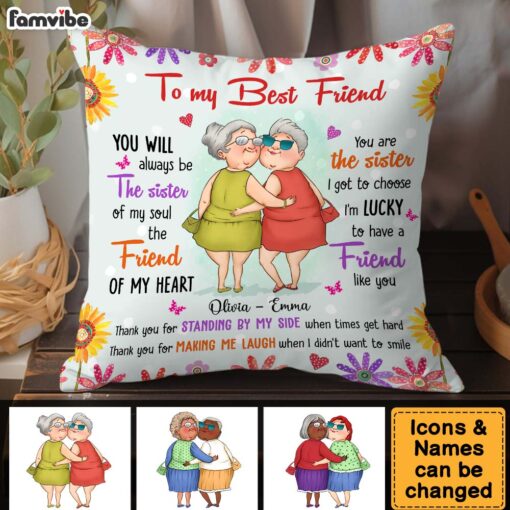 Personalized Gift For Friends Sister Of My Soul Friend Of My Heart Pillow