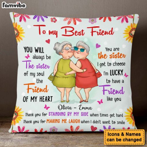 Personalized Gift For Friends Sister Of My Soul Friend Of My Heart Pillow