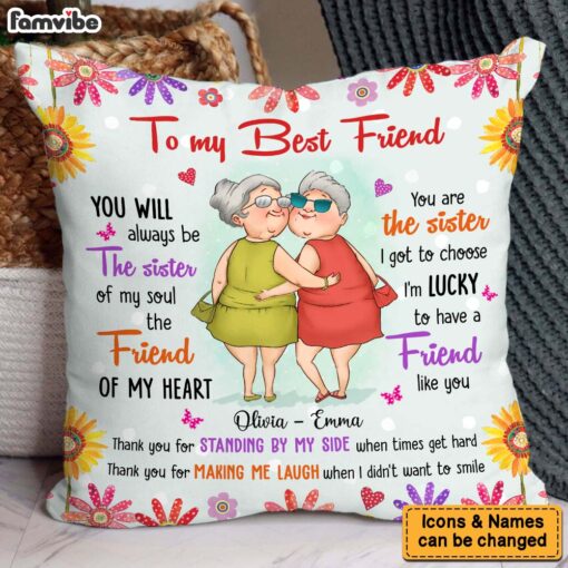 Personalized Gift For Friends Sister Of My Soul Friend Of My Heart Pillow