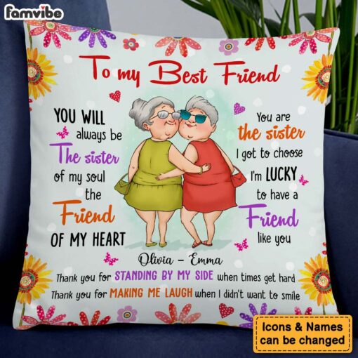 Personalized Gift For Friends Sister Of My Soul Friend Of My Heart Pillow