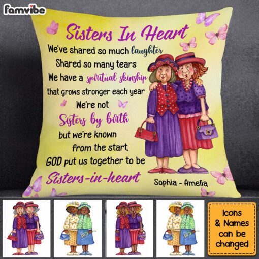 Personalized Gift For Friends Sisters In Heart Pillow