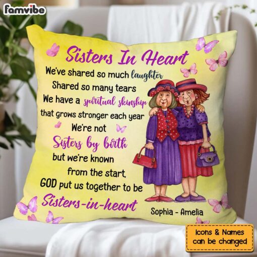 Personalized Gift For Friends Sisters In Heart Pillow