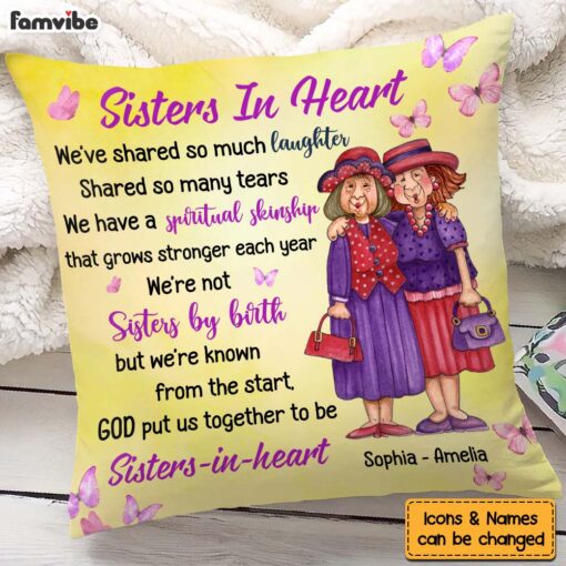 Personalized Gift For Friends Sisters In Heart Pillow