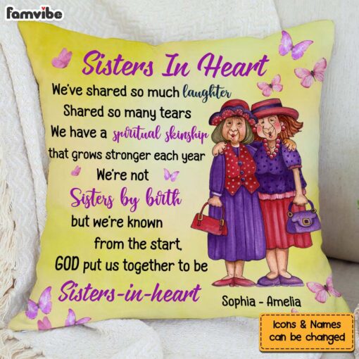 Personalized Gift For Friends Sisters In Heart Pillow