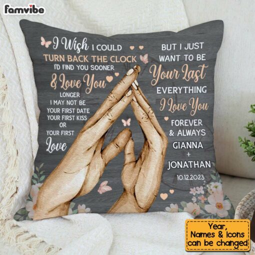 Personalized Gift For Gift For Couple Anniversary Turn Back The Clock Pillow