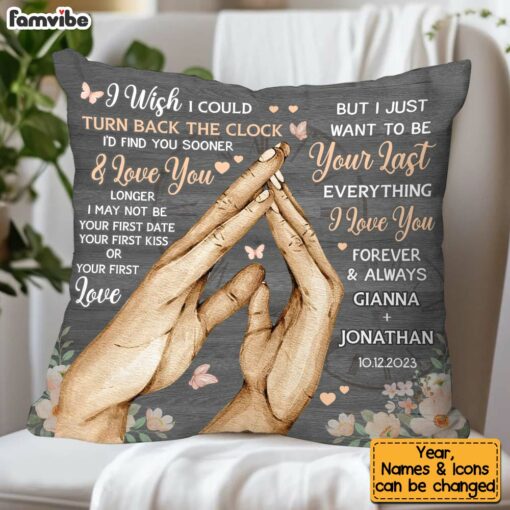 Personalized Gift For Gift For Couple Anniversary Turn Back The Clock Pillow