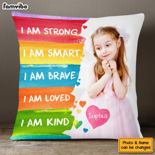 Personalized Gift For Granddaughter Affirmation Upload Photo Pillow