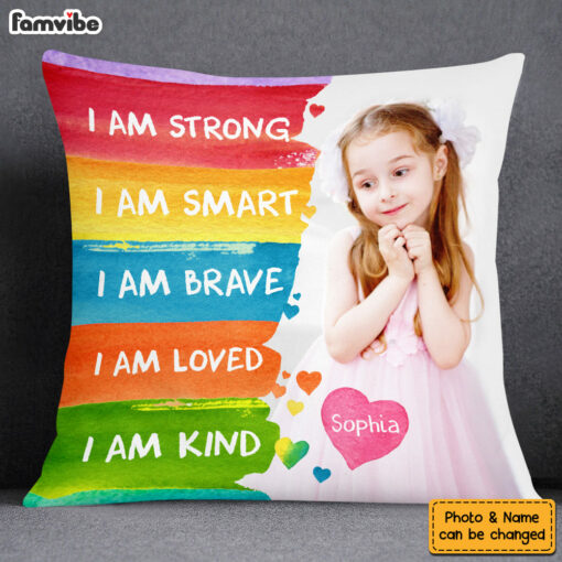 Personalized Gift For Granddaughter Affirmation Upload Photo Pillow