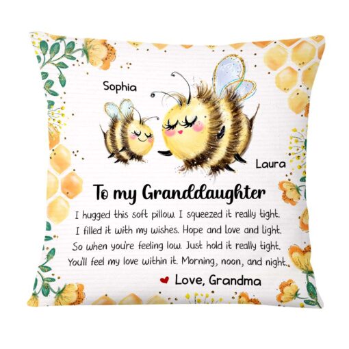 Personalized Gift For Granddaughter Bee Hug This Pillow