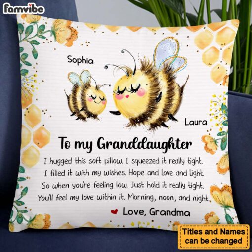 Personalized Gift For Granddaughter Bee Hug This Pillow