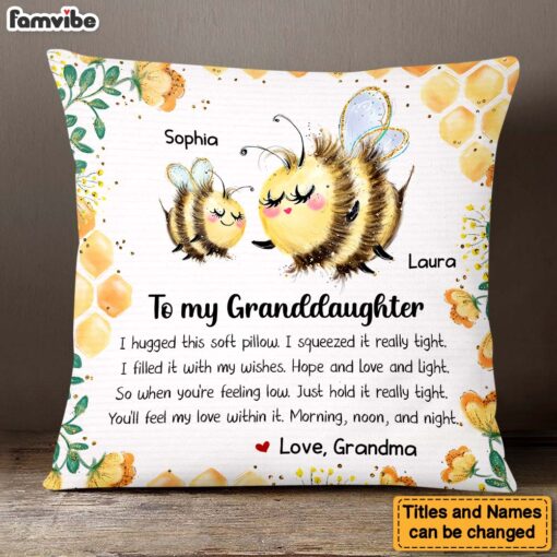 Personalized Gift For Granddaughter Bee Hug This Pillow