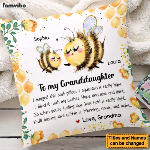 Personalized Gift For Granddaughter Bee Hug This Pillow