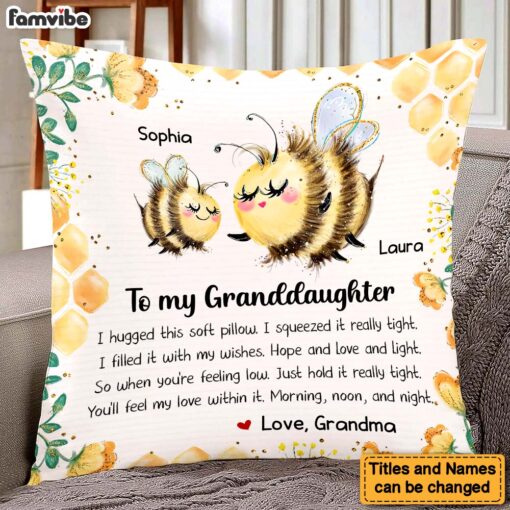 Personalized Gift For Granddaughter Bee Hug This Pillow