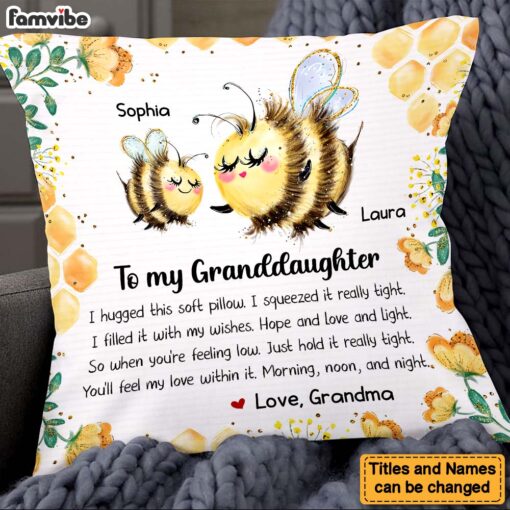 Personalized Gift For Granddaughter Bee Hug This Pillow