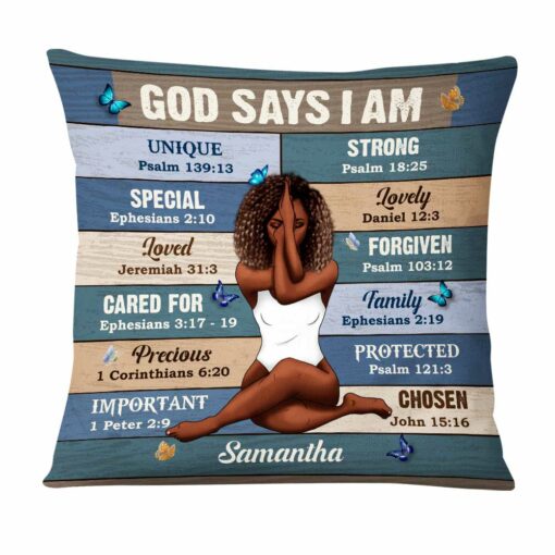 Personalized Gift For Granddaughter Bible Verses God Says I Am Pillow