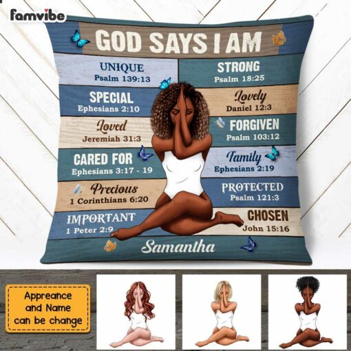 Personalized Gift For Granddaughter Bible Verses God Says I Am Pillow