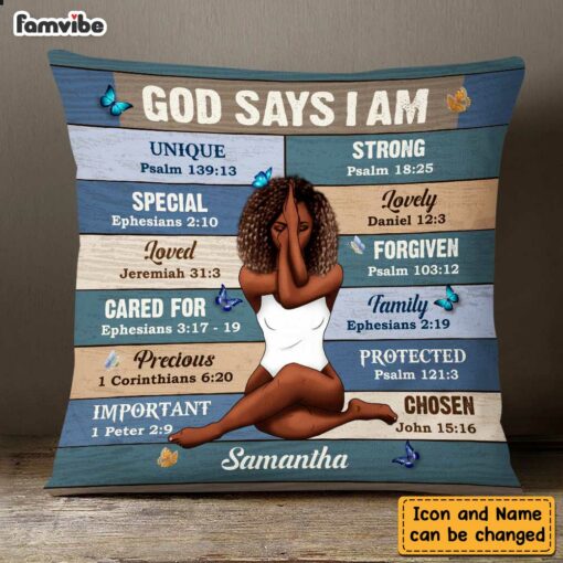 Personalized Gift For Granddaughter Bible Verses God Says I Am Pillow