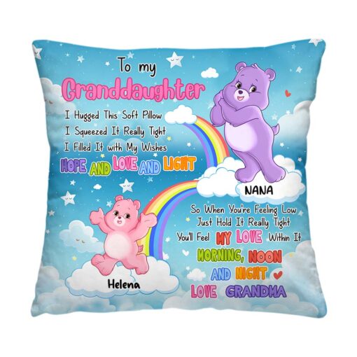 Personalized Gift For Granddaughter Colorful Bear Hug This Pillow