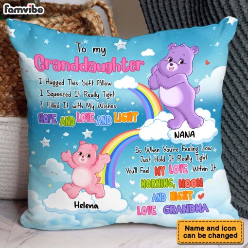 Personalized Gift For Granddaughter Colorful Bear Hug This Pillow