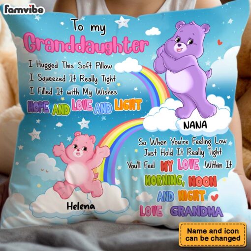 Personalized Gift For Granddaughter Colorful Bear Hug This Pillow