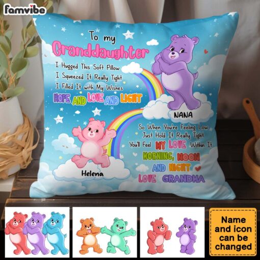 Personalized Gift For Granddaughter Colorful Bear Hug This Pillow