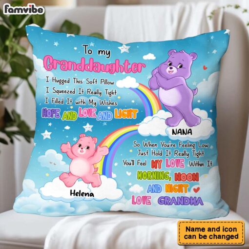 Personalized Gift For Granddaughter Colorful Bear Hug This Pillow