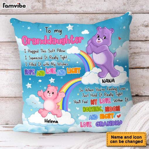 Personalized Gift For Granddaughter Colorful Bear Hug This Pillow