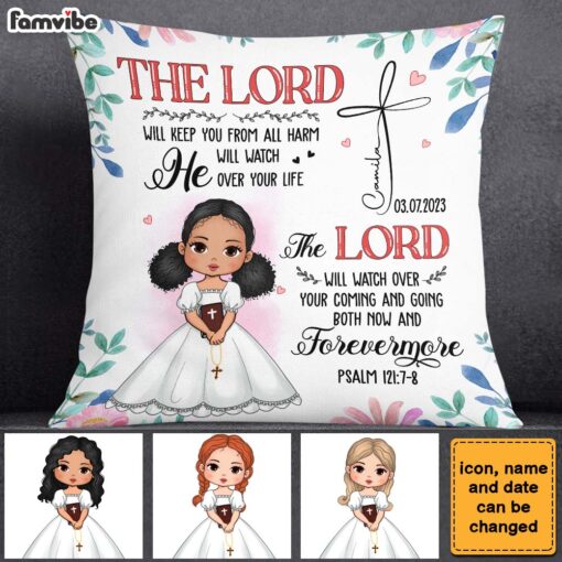 Personalized Gift For Granddaughter Communion God Protect Me Pillow