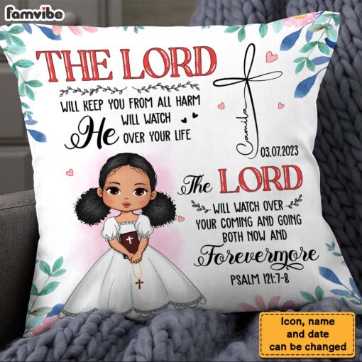 Personalized Gift For Granddaughter Communion God Protect Me Pillow