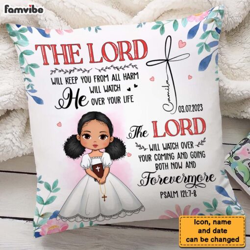 Personalized Gift For Granddaughter Communion God Protect Me Pillow