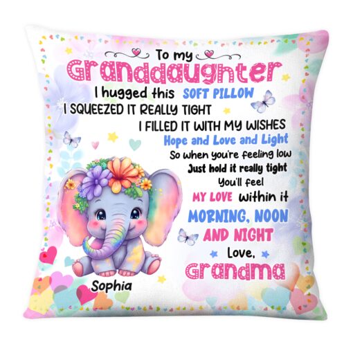 Personalized Gift For Granddaughter Cute Elephant Pillow