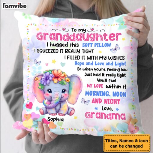 Personalized Gift For Granddaughter Cute Elephant Pillow