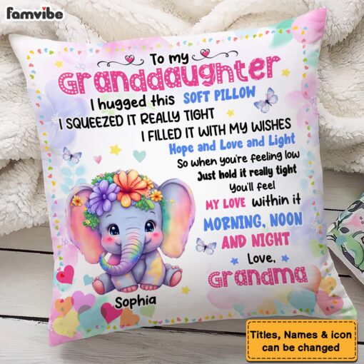 Personalized Gift For Granddaughter Cute Elephant Pillow